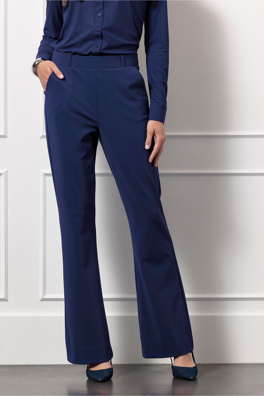 Studio Anneloes Flair bonded trousers, ink blue