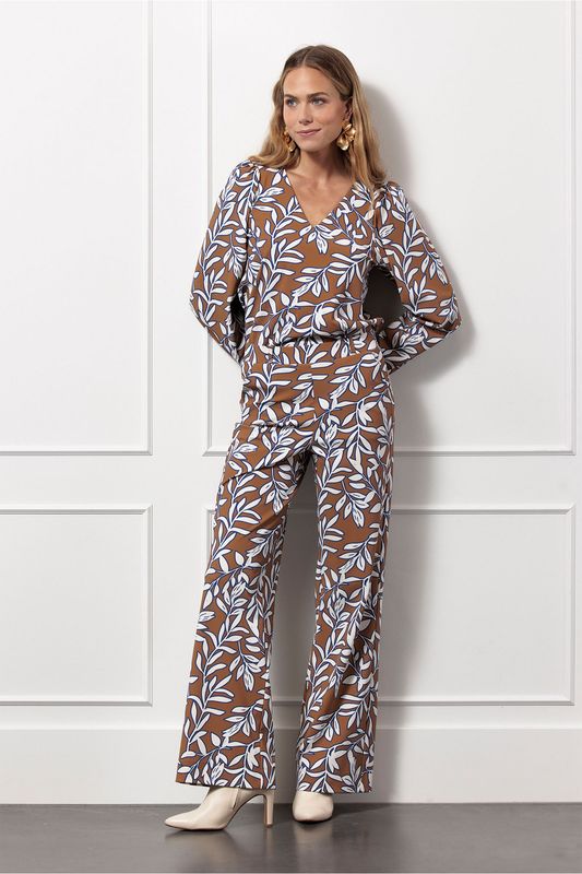 Studio Anneloes Marilon leaves trousers, caramel/ink blue