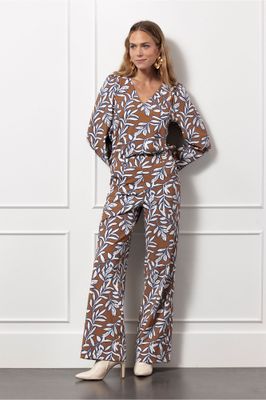 Studio Anneloes Marilon leaves trousers, caramel/ink blue