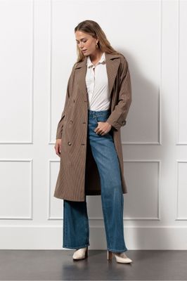 Studio Anneloes Laurien check trenchcoat, caramel/latte