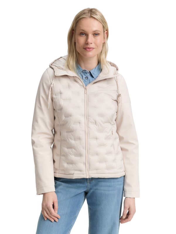 Tom Tailor Hybride gewatteerde jas met hoodie, cold beige