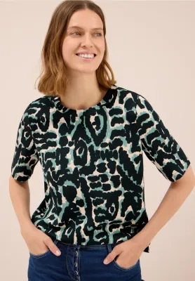 Cecil shirt met Cupro Touch print, ink green
