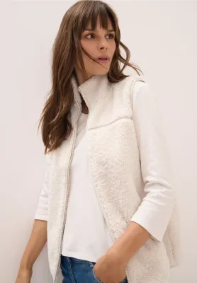 Cecil Kort teddy vest, teddy vanilla white
