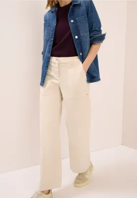 Cecil wide Legs corduroy broek,, oat milk beige