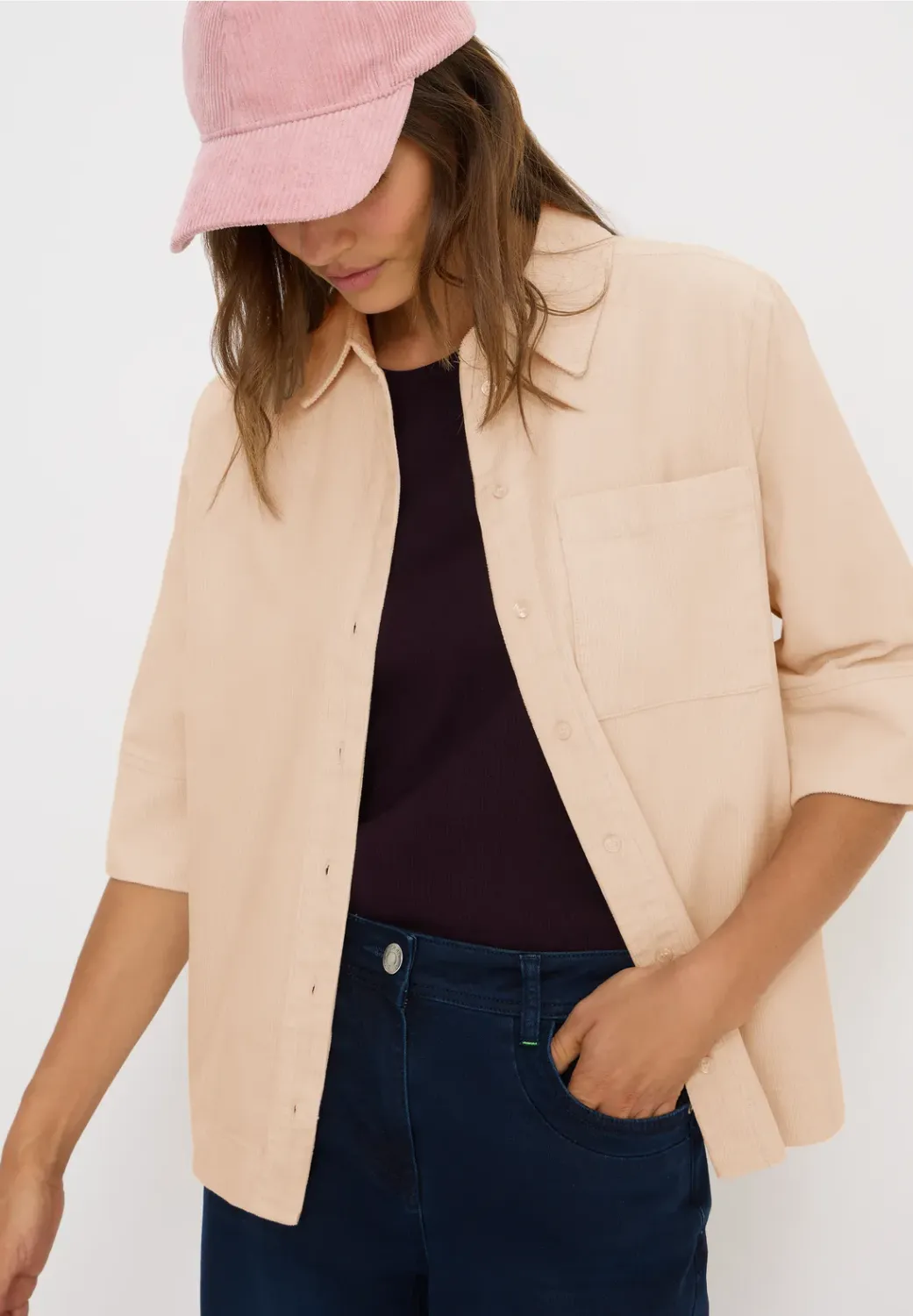 Cecil Corduroy Blouse, oat milk beige