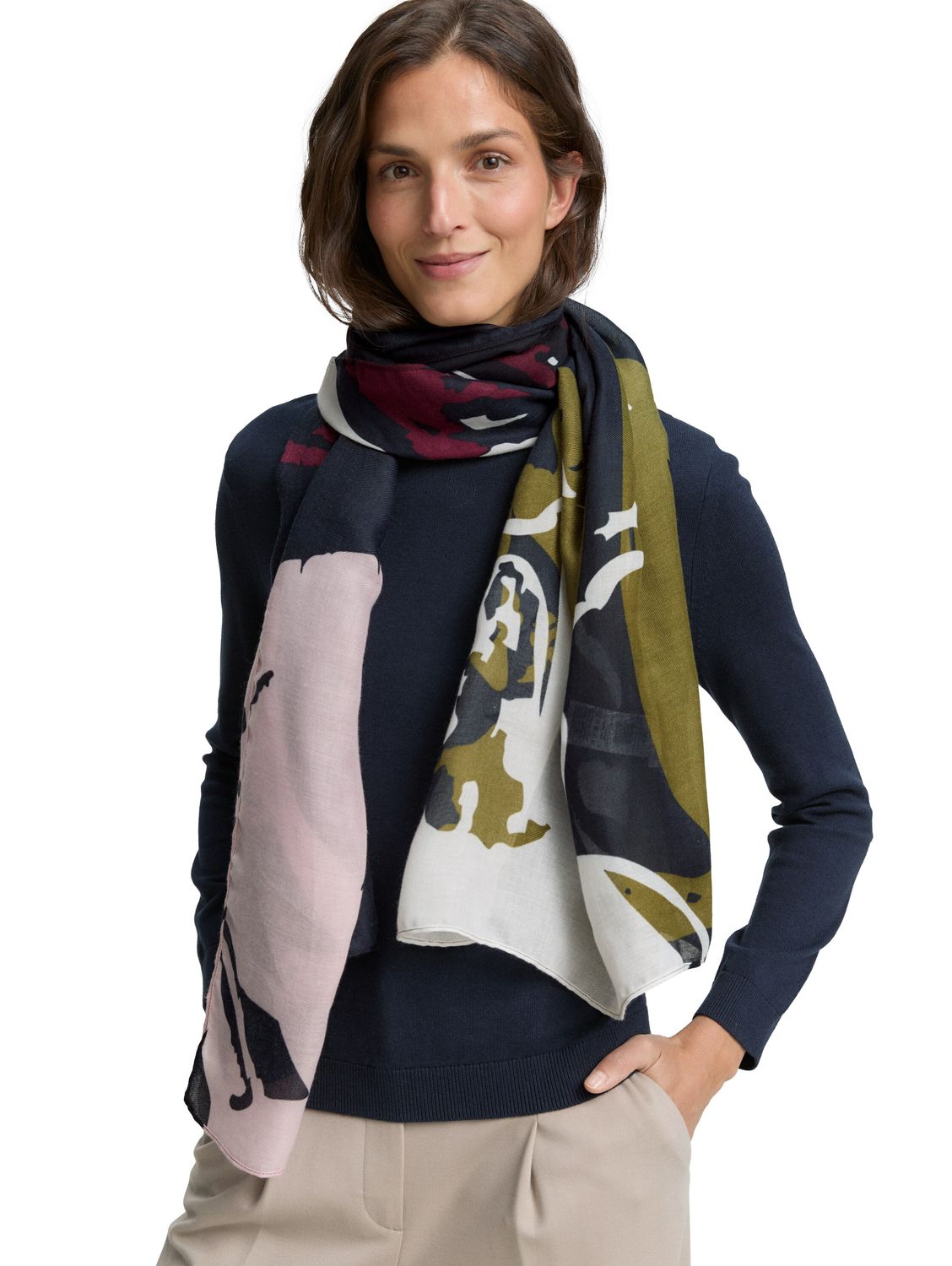 Tom Tailor Sjaal met bloemenpatroon, multicolor flower scarf
