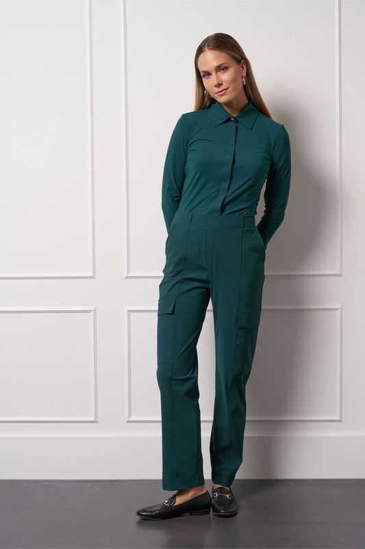 Studio Anneloes Poppy gold blouse, bottle green