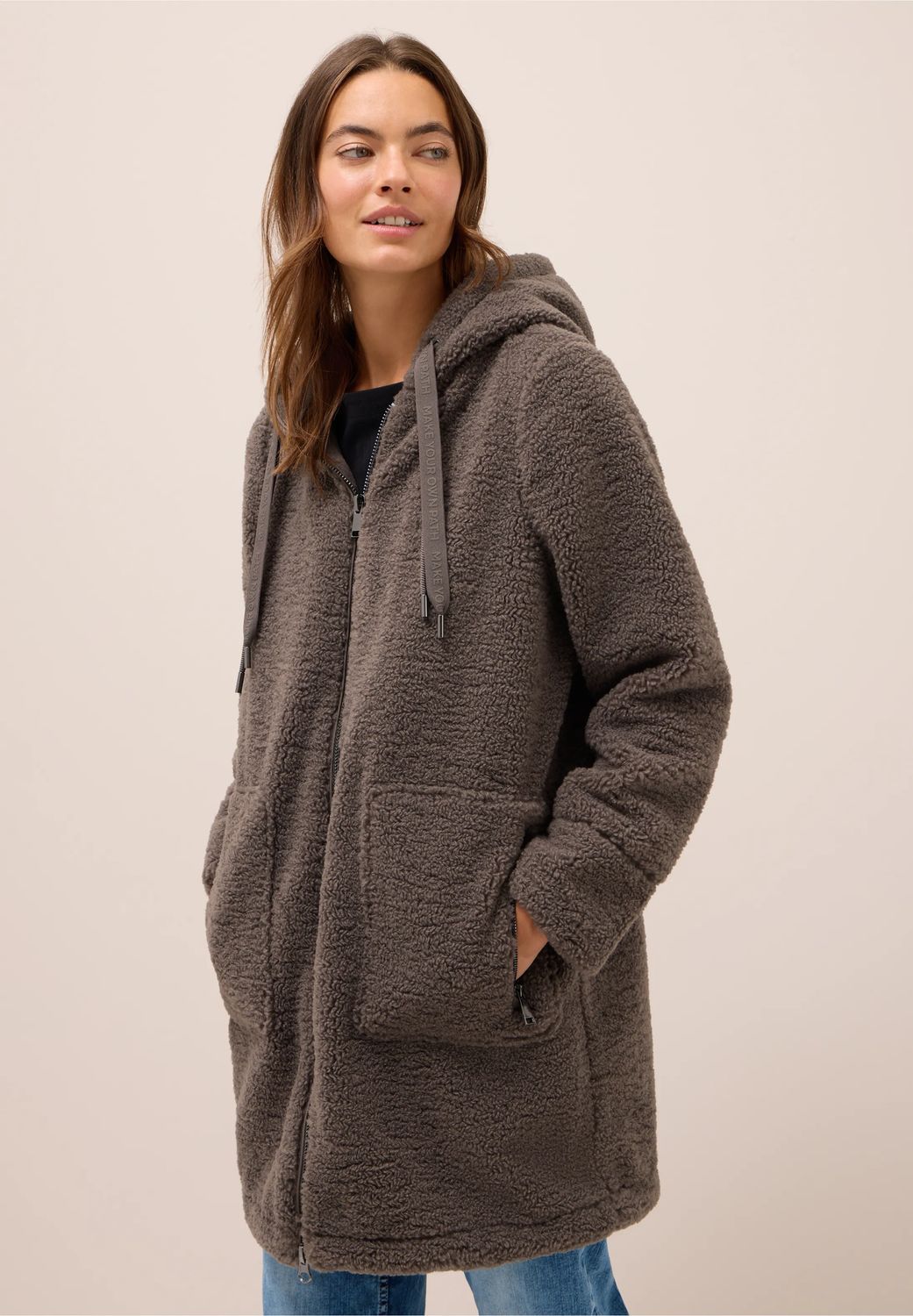 Cecil teddyjas met capuchon, mushroom taupe