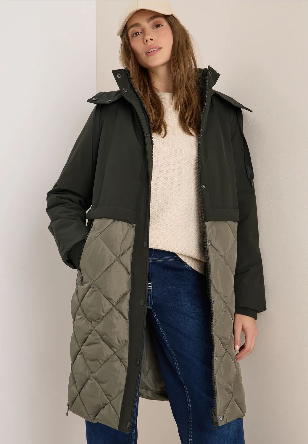 Cecil Mat Mix Coat, olive wood