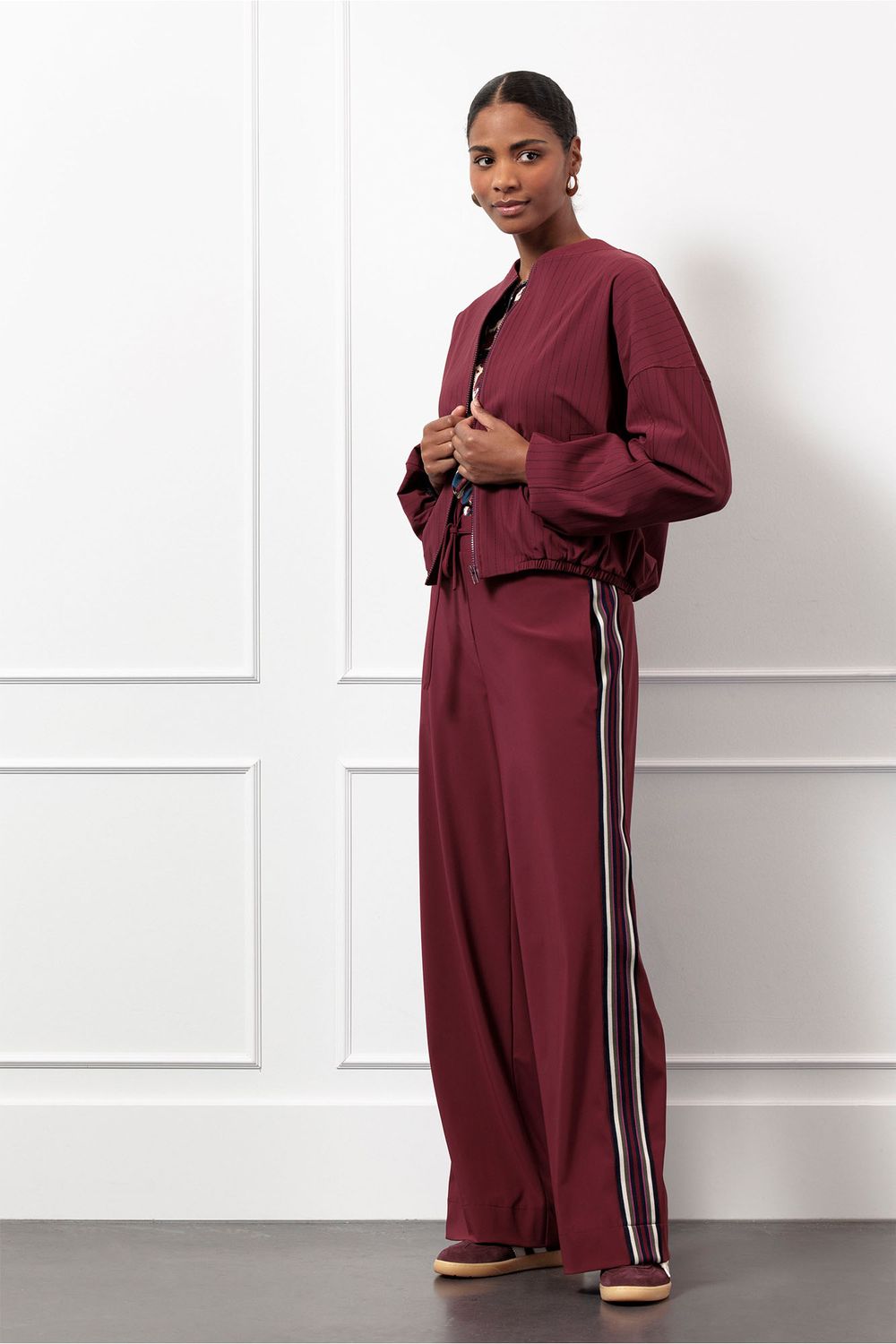 Studio Anneloes Iggy tape trousers, bordeaux