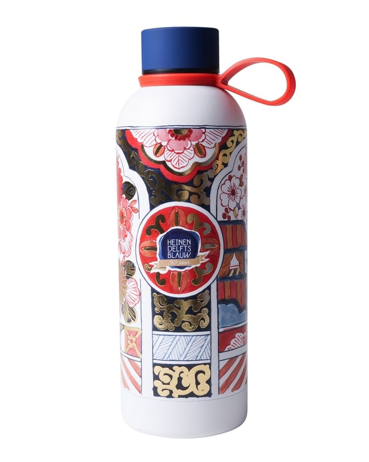 Heinen Waterfles Imari - Geïsoleerd - RVS - 500 ml, delfts blauw