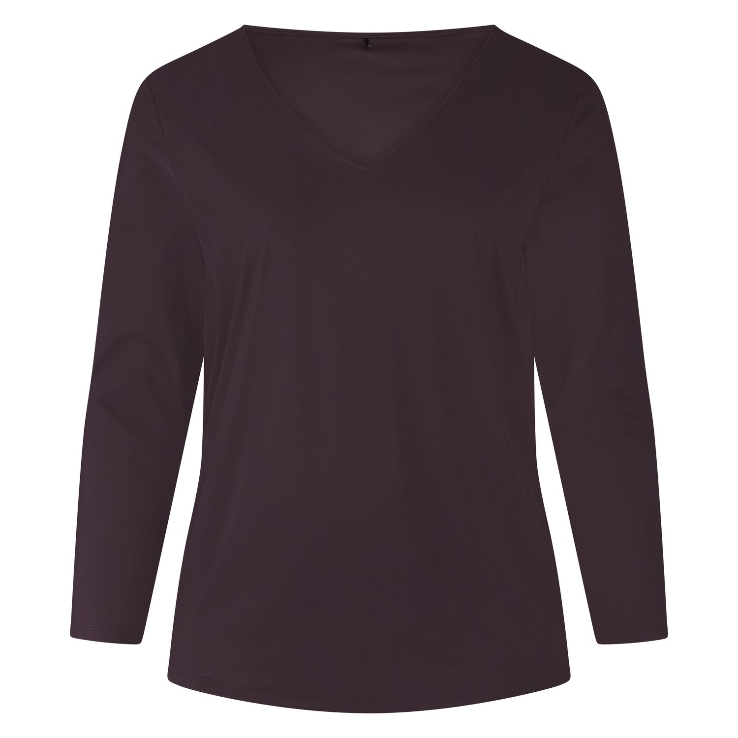 Plus Basics Tee V Slim LS, prune