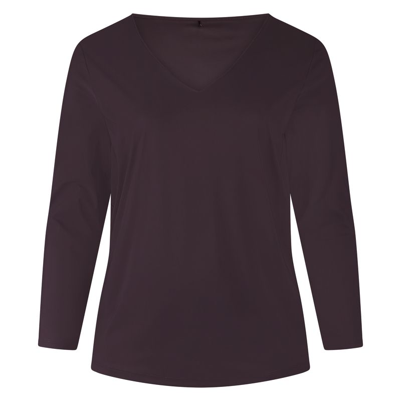 Plus Basics Tee V Slim LS, prune