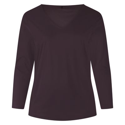 Plus Basics Tee V Slim LS, prune