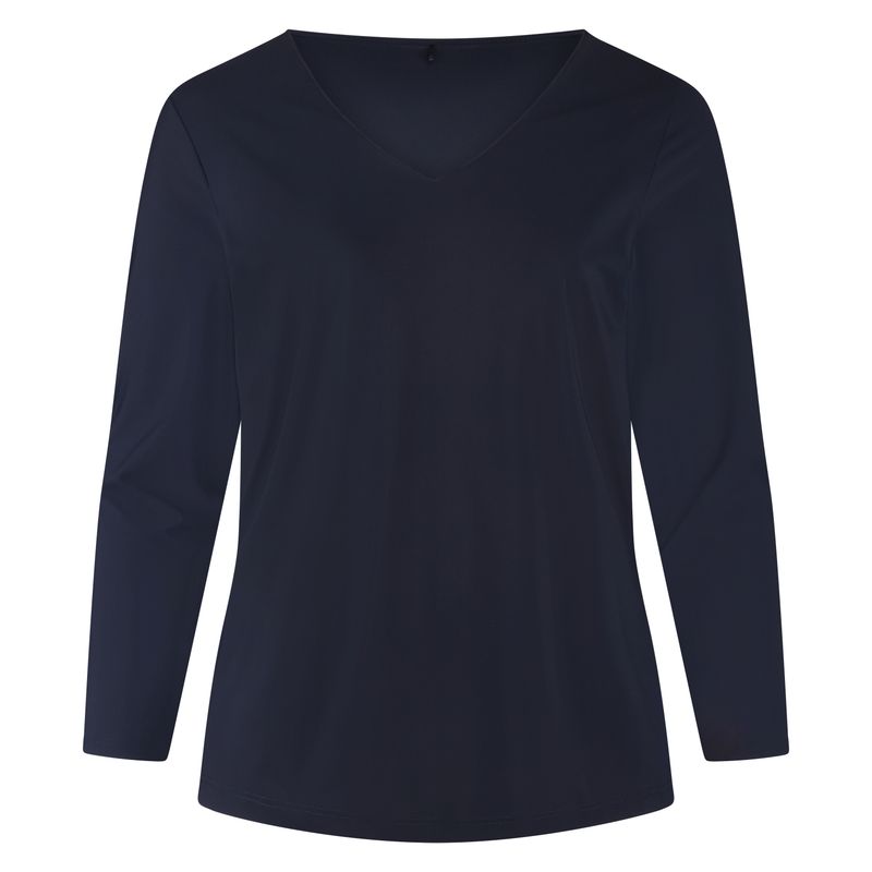 Plus Basics Tee V Slim LS, navy
