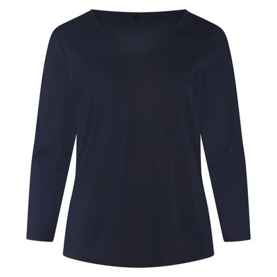 Plus Basics Tee V Slim LS, navy