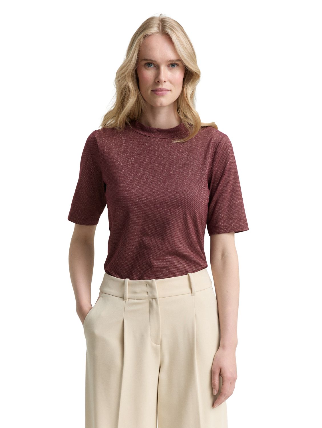 Tom Tailor T-shirt glit, bordeaux red