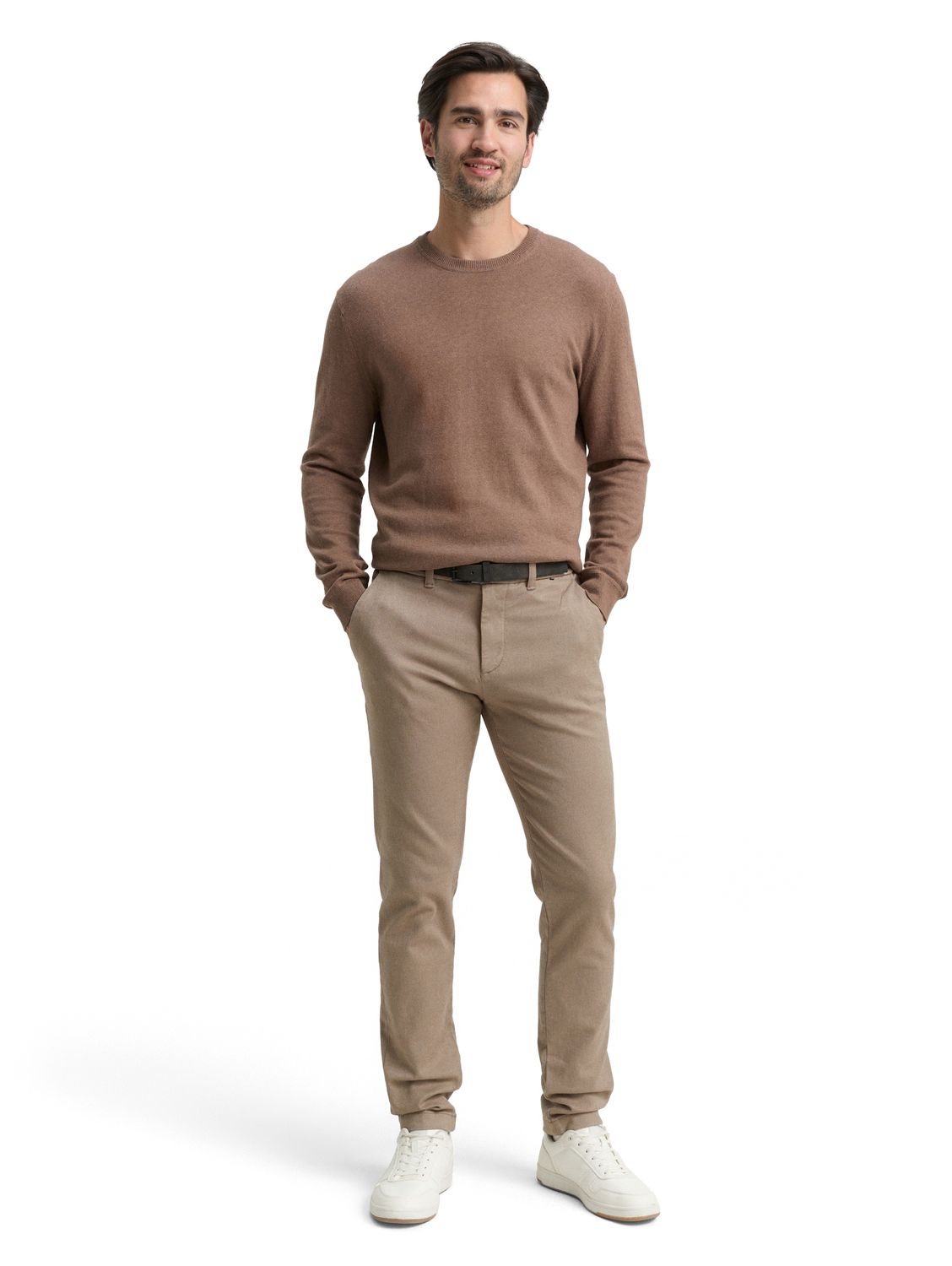 Tom Tailor Travis slim chino, beige brown zig zag structure