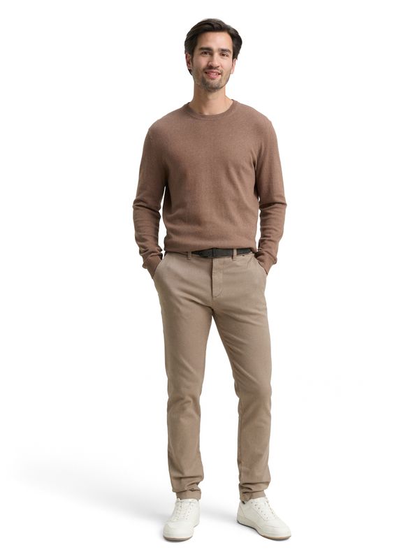 Tom Tailor Travis slim chino, beige brown zig zag structure