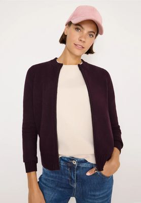 Cecil Cosy vest met ritssluiting, eggplant red melange