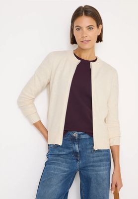 Cecil Cosy vest met ritssluiting, oat milk beige melange