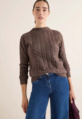 Cecil Jumper met kabelpatroon, mushroom taupe melange