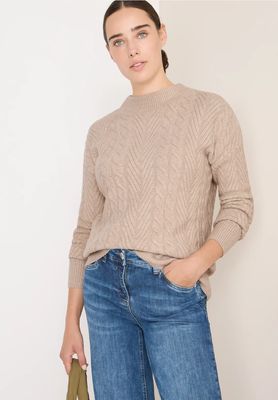 Cecil Jumper met kabelpatroon, sandalwood beige melange