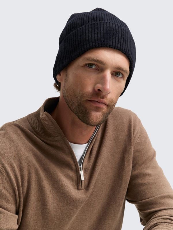 Tom Tailor Beanie gebreide muts met wol, Knitted Navy Melange