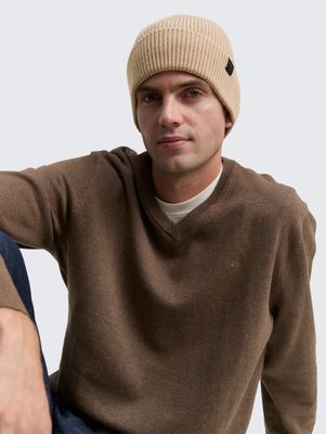 Tom Tailor Beanie gebreide muts met wol, soft light beige melange