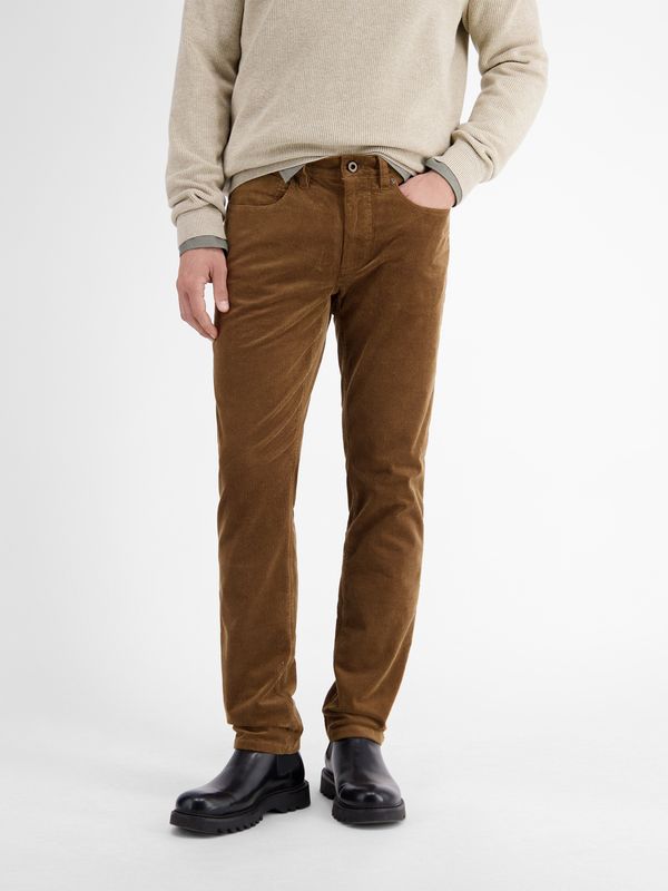 Lerros Corduroy broek, slim fit, modieus en casual, sepia