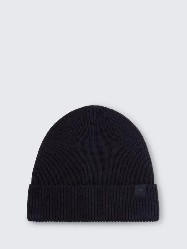 Tom Tailor Beanie gebreide muts met wol, Knitted Navy Melange