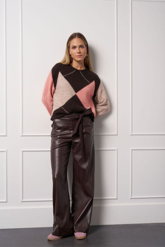 Studio Anneloes Lexie faux leather trousers, espresso