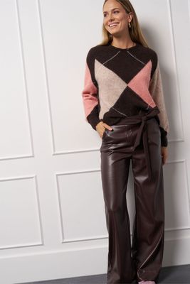 Studio Anneloes Lexie faux leather trousers, espresso