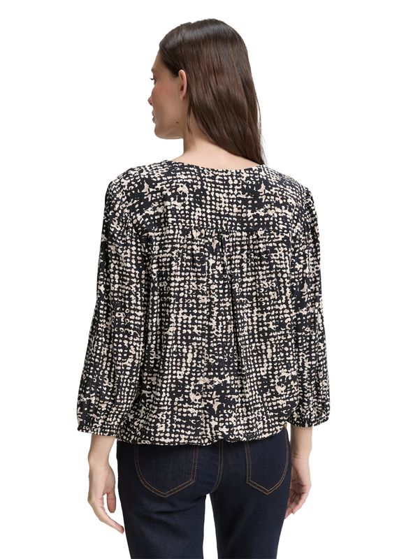 Tom Tailor Blouse van viscose, navy abstract dot design
