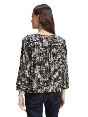 Tom Tailor Blouse van viscose, navy abstract dot design