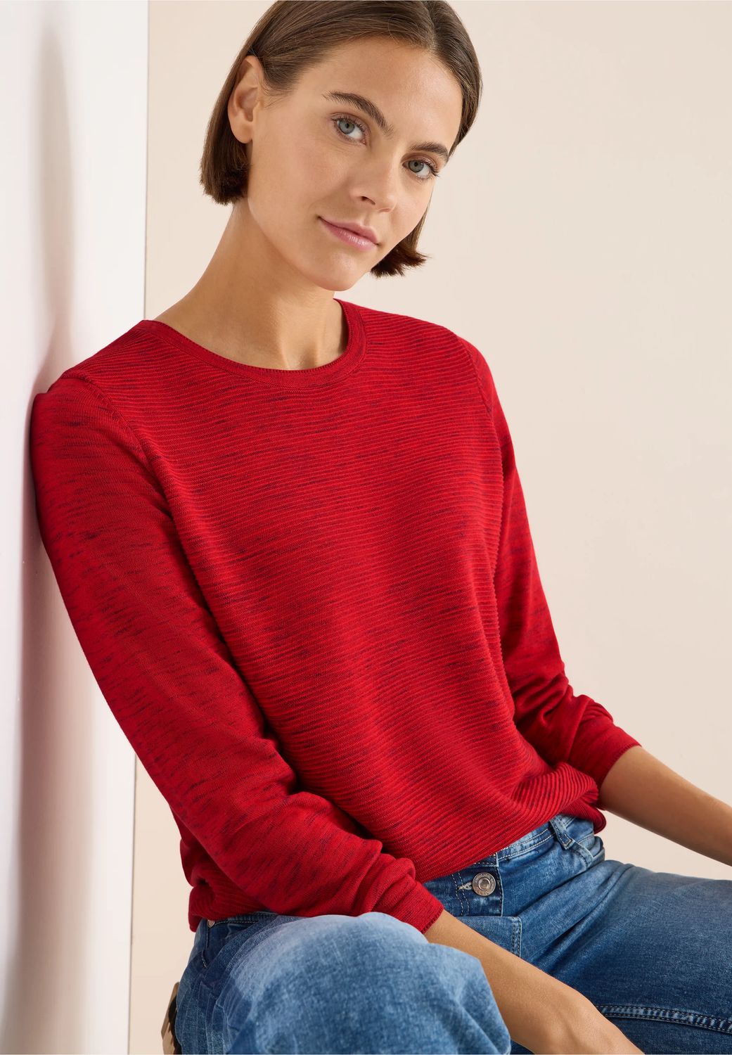 Cecil structured Roundneck, fiery red heather melange Cecil structured Roundneck, fiery red heather melange