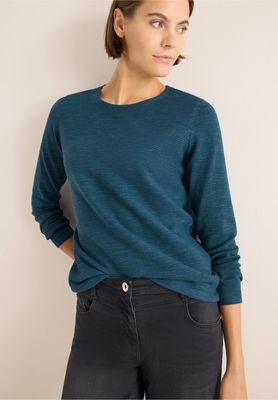 Cecil structured Roundneck, teal blue heather melange Cecil structured Roundneck, teal blue heather melange
