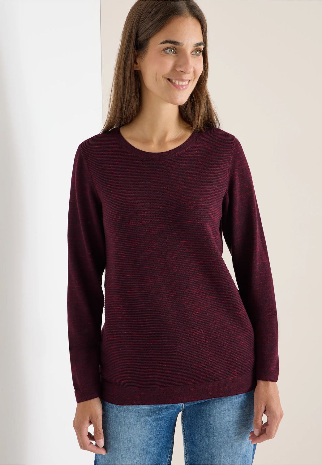 Cecil structured Roundneck, eggplant red heather melange Cecil structured Roundneck, eggplant red heather melange