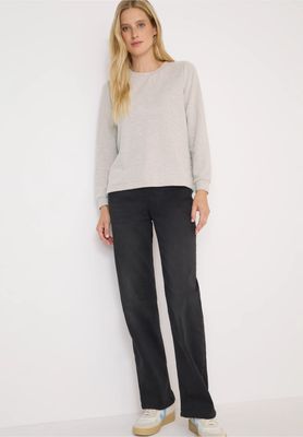 Cecil Melange Rib Button Shirt, toffee cream melange