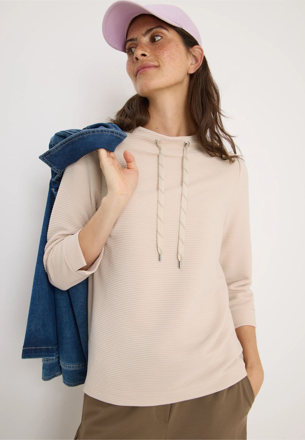 Cecil Solid Ottoman Shirt, oat milk beige Cecil Solid Ottoman Shirt, oat milk beige