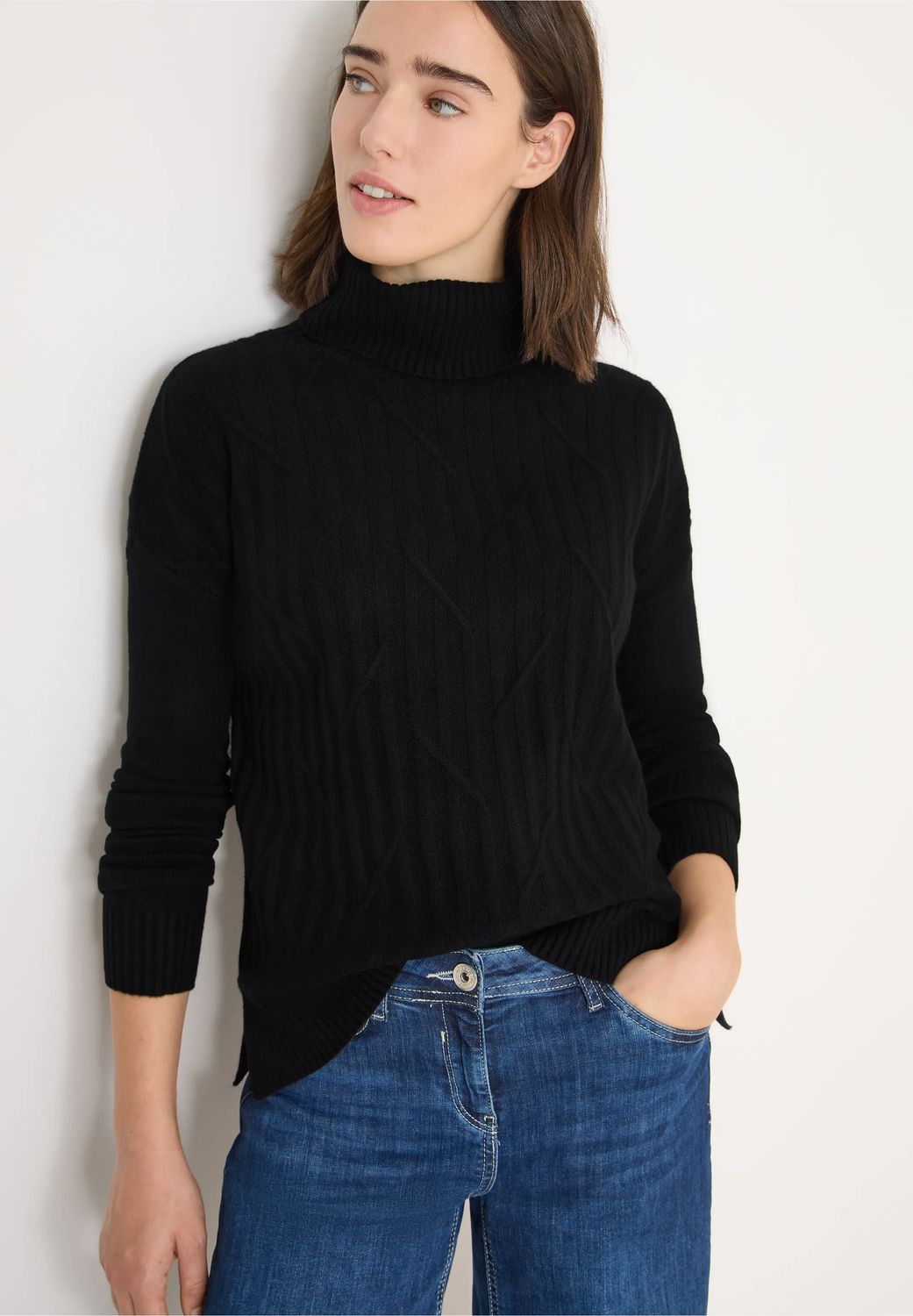 Cecil Cosy graphic rollneck, Black Cecil Cosy graphic rollneck, Black