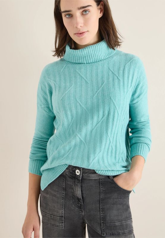 Cecil Cosy graphic rollneck, foam blue melange