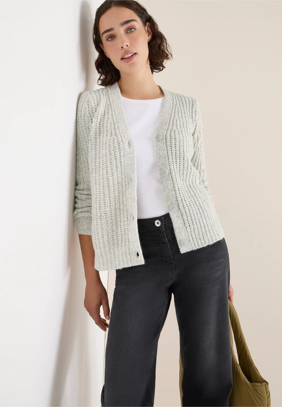 Cecil Chunky 2-tone cardigan, metal grey melange
