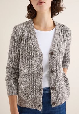 Cecil Chunky 2-tone cardigan, mushroom taupe melange Cecil Chunky 2-tone cardigan, mushroom taupe melange