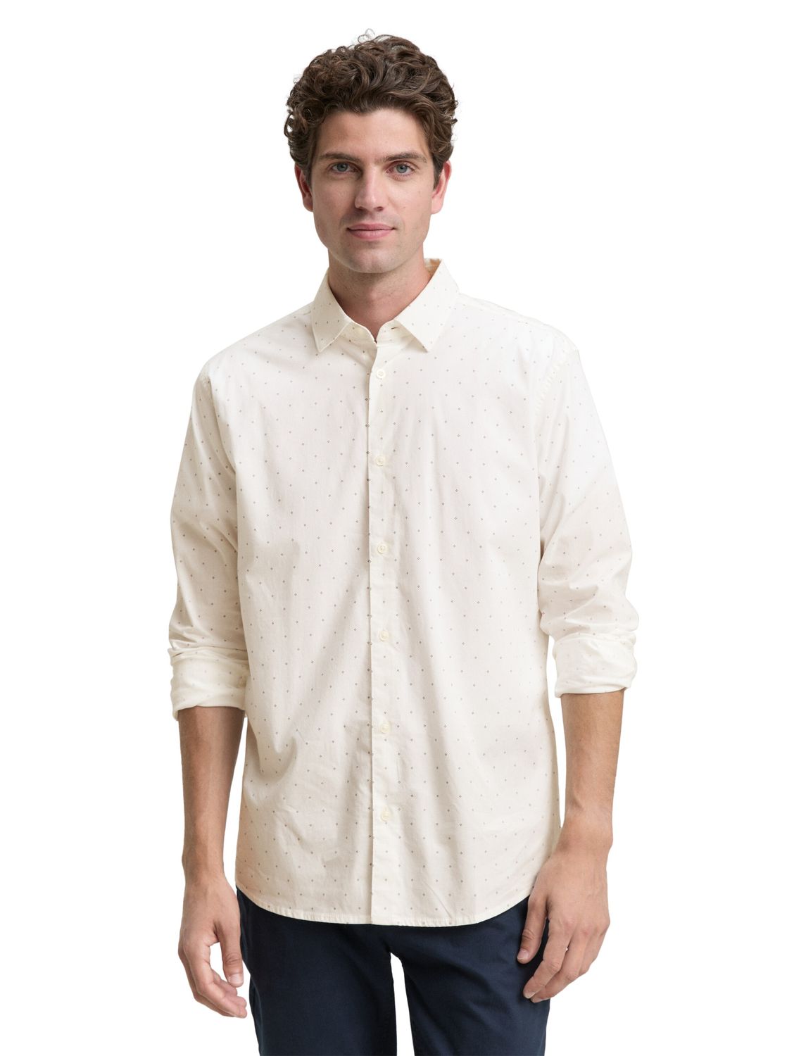 Tom Tailor Regular fit overhemd met patroon, off white minimal design