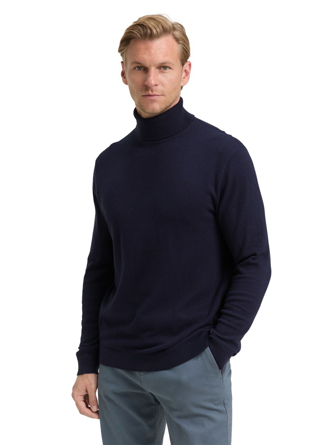 Tom Tailor Trui met col en kasjmier, Knitted Navy Melange
