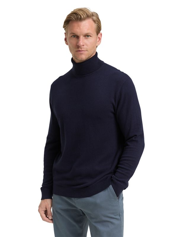Tom Tailor Trui met col en kasjmier, Knitted Navy Melange
