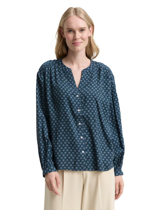 Tom Tailor Losvallende blouse met patroon, teal geometric minimal design