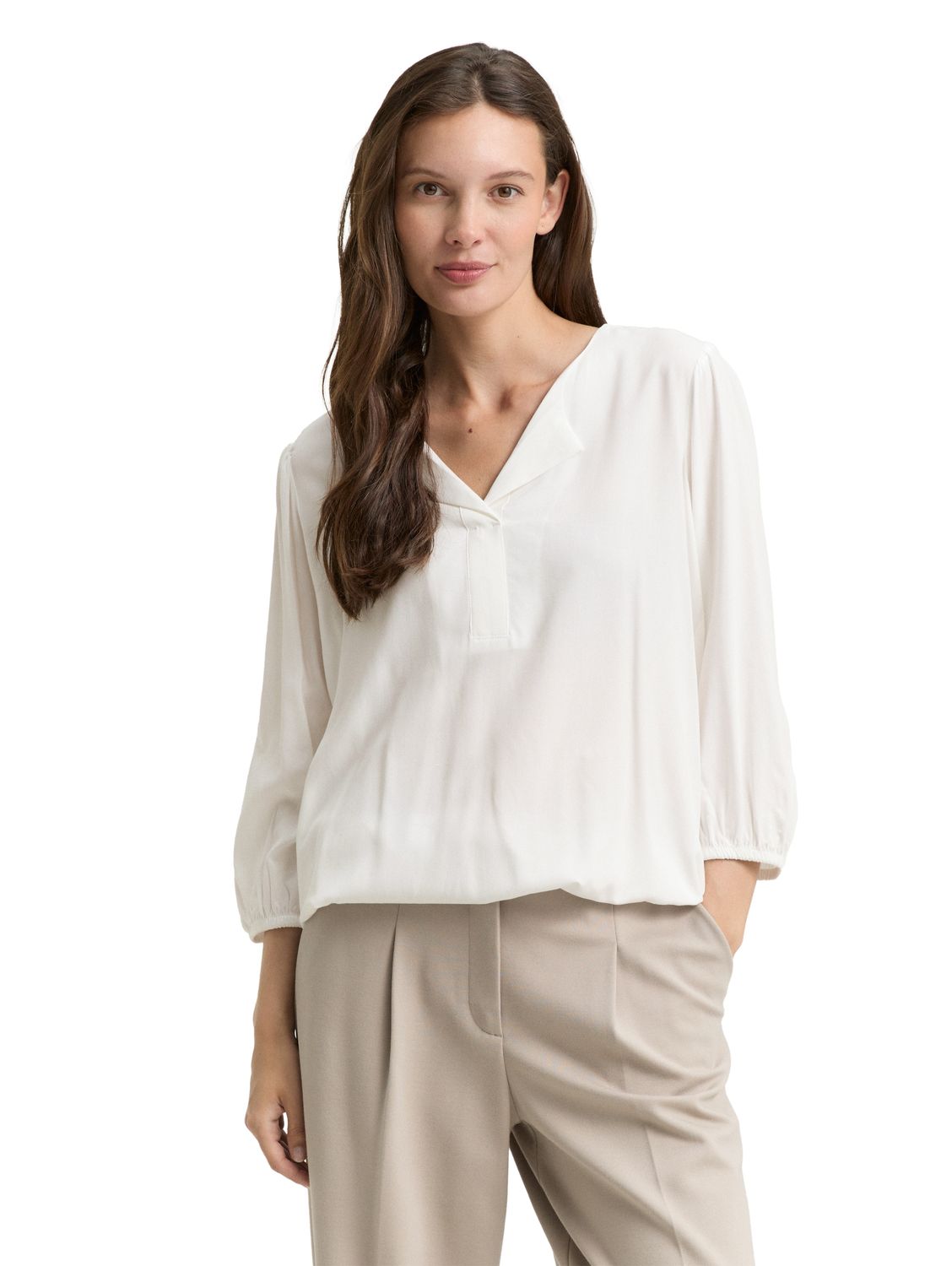 Tom Tailor Blouse van viscose, Whisper White Tom Tailor Blouse van viscose, Whisper White