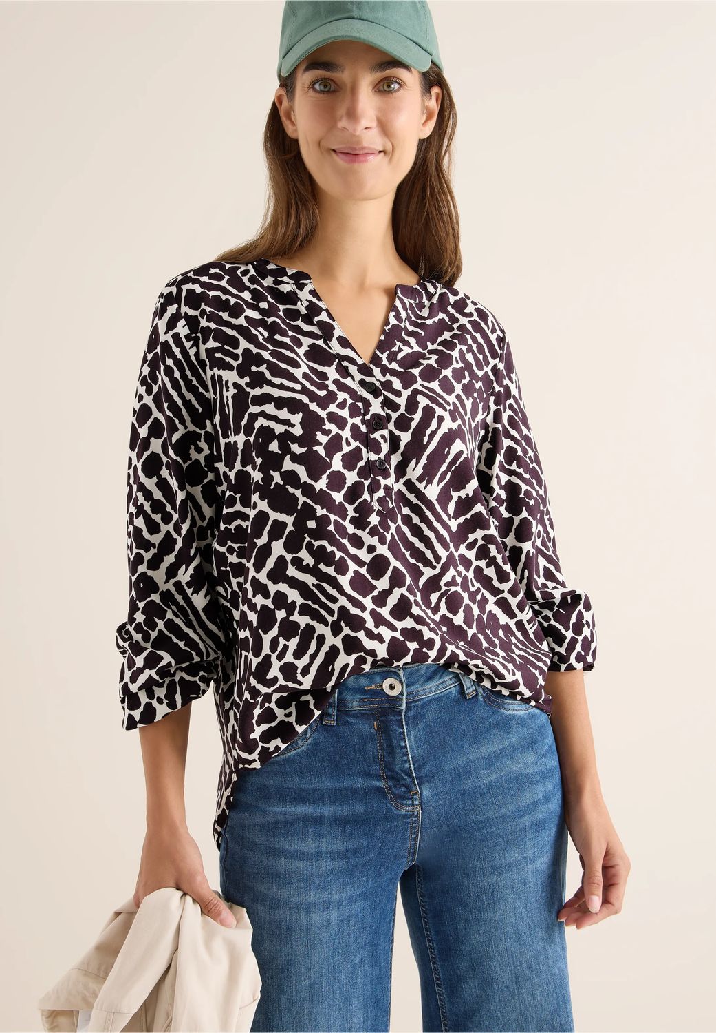 Cecil Gedessineerde blouse, eggplant red